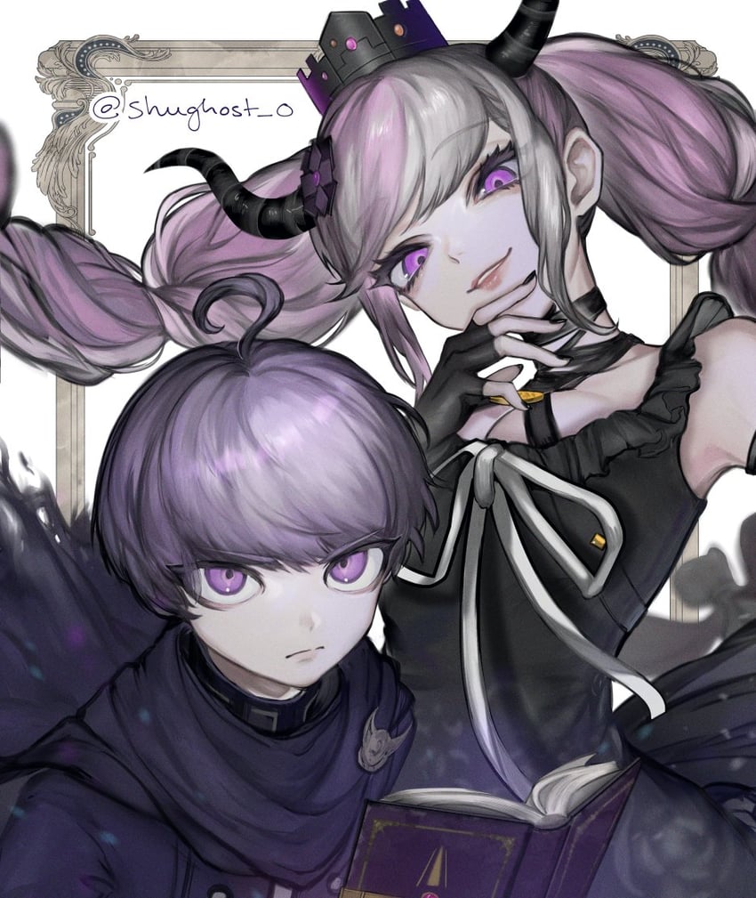 shinigami and yuma kokohead (master detective archives: rain code) drawn by shugorei_(shughost_0)