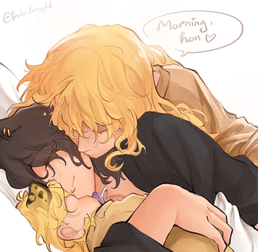 yang xiao long and blake belladonna (rwby) drawn by frolicdragold