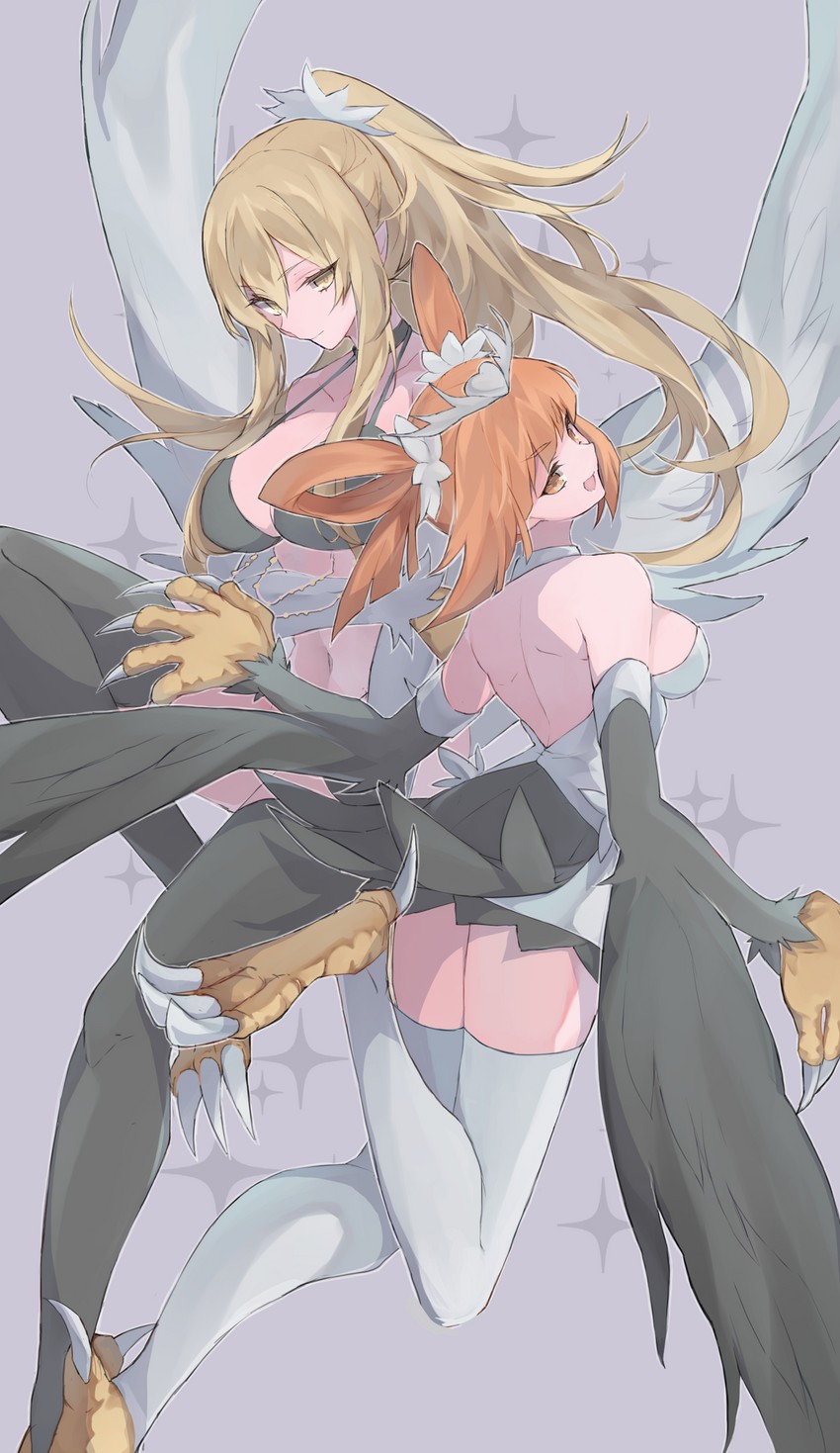 harpie dancer and harpie channeler (yu-gi-oh!) drawn by tsumayouji_(dekosoko)