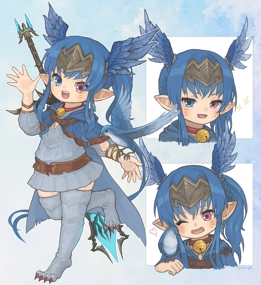 warrior of light and meteion (final fantasy and 1 more) drawn by puluie