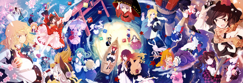 hakurei reimu, kirisame marisa, remilia scarlet, izayoi sakuya, komeiji koishi, and 33 more (touhou) drawn by hanada_hyou