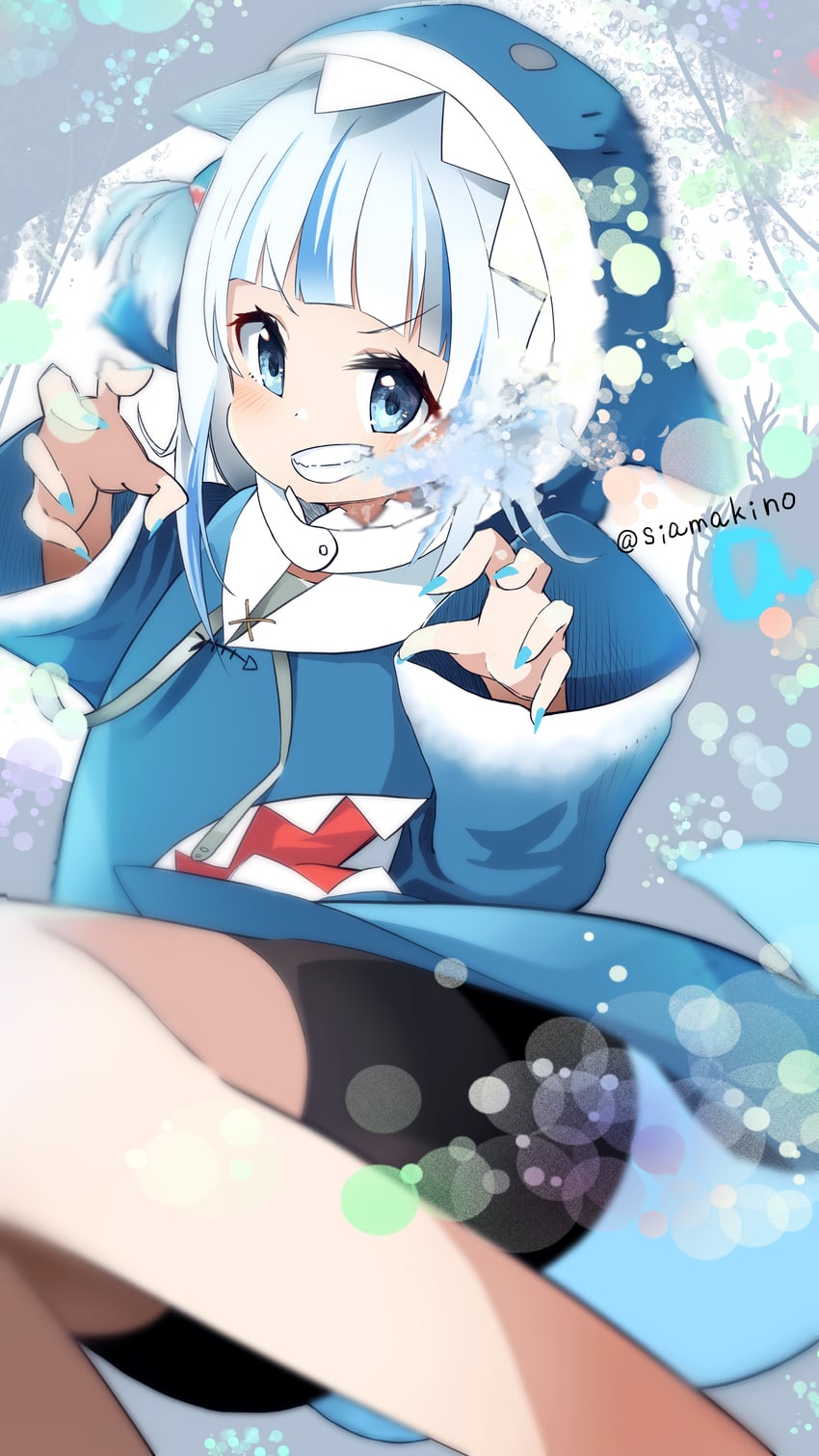 gawr gura (hololive and 1 more) drawn by shia_makino