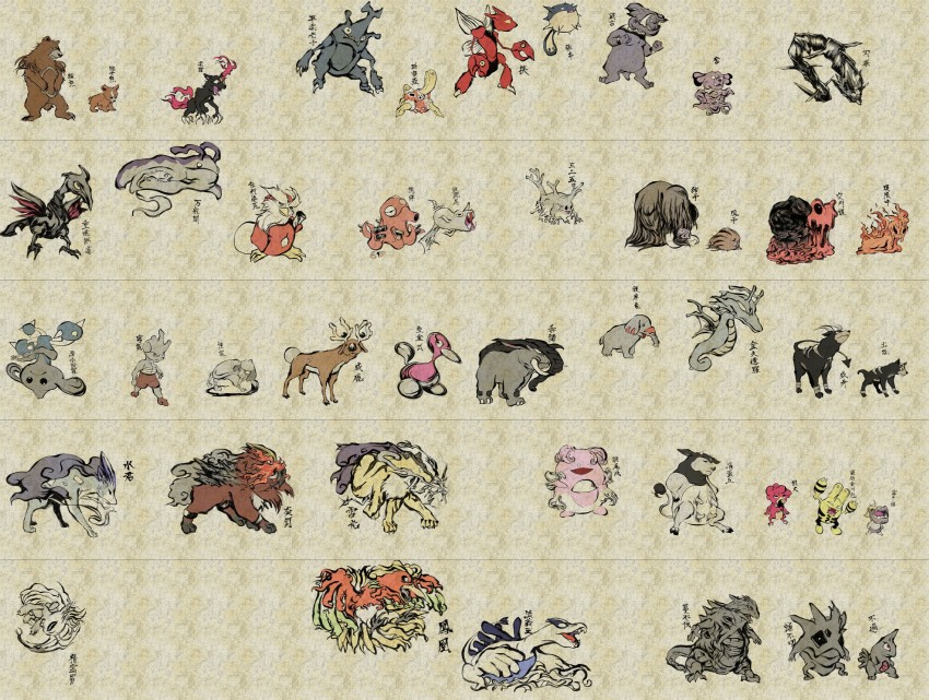 celebi, lugia, ho-oh, scizor, sneasel, and 39 more (pokemon) drawn by nojo