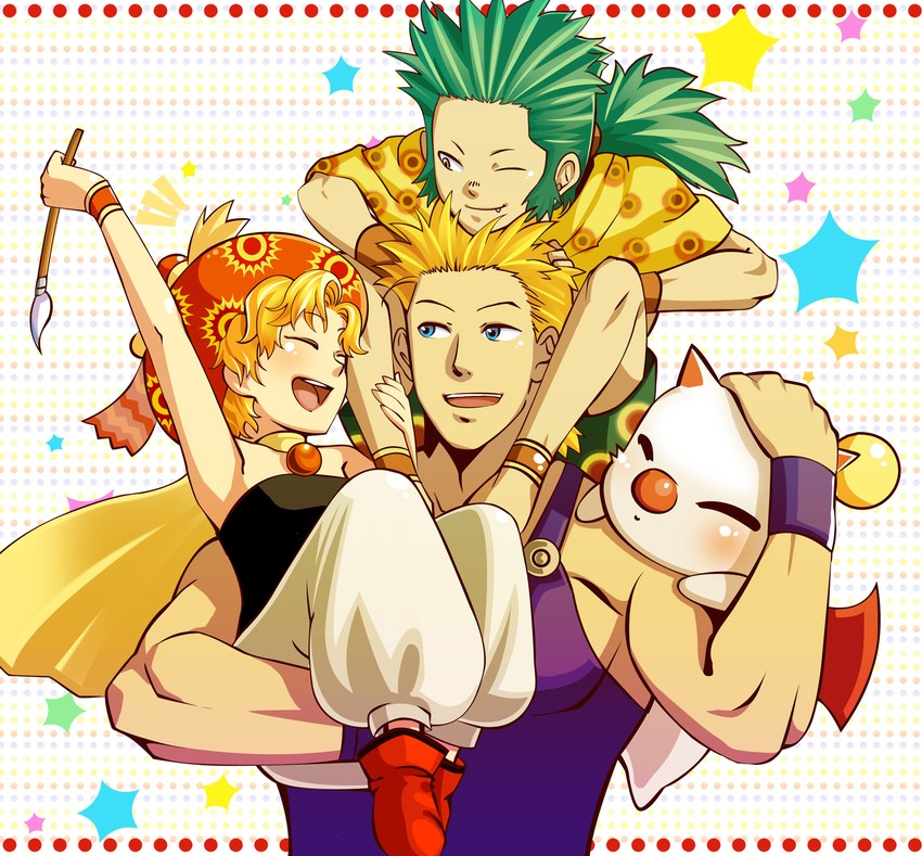 moogle, relm arrowny, sabin rene figaro, mog, and gau (final fantasy and 1 more) drawn by ymy