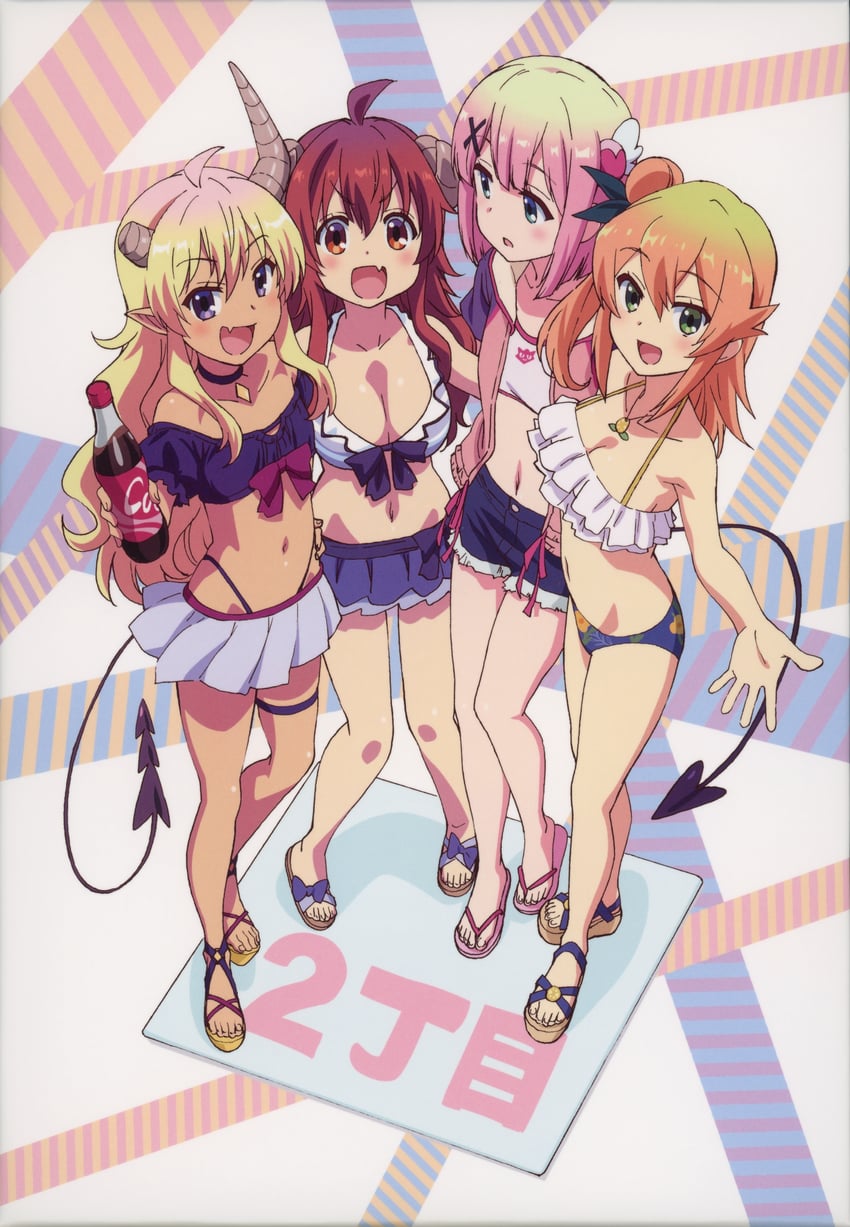 yoshida yuuko, chiyoda momo, lilith, and hinatsuki mikan (machikado mazoku)