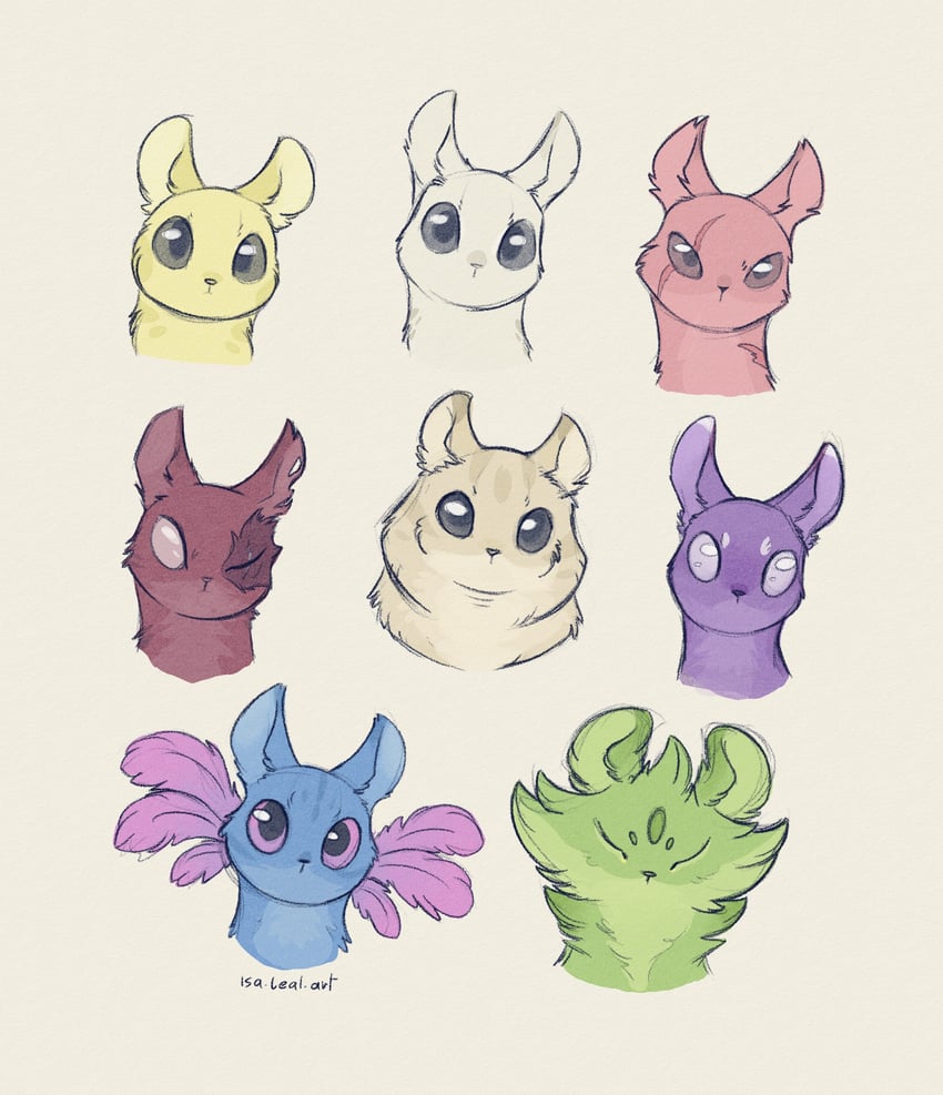 survivor, spearmaster, rivulet, artificer, hunter, and 3 more (rain world) drawn by isa_leal_art