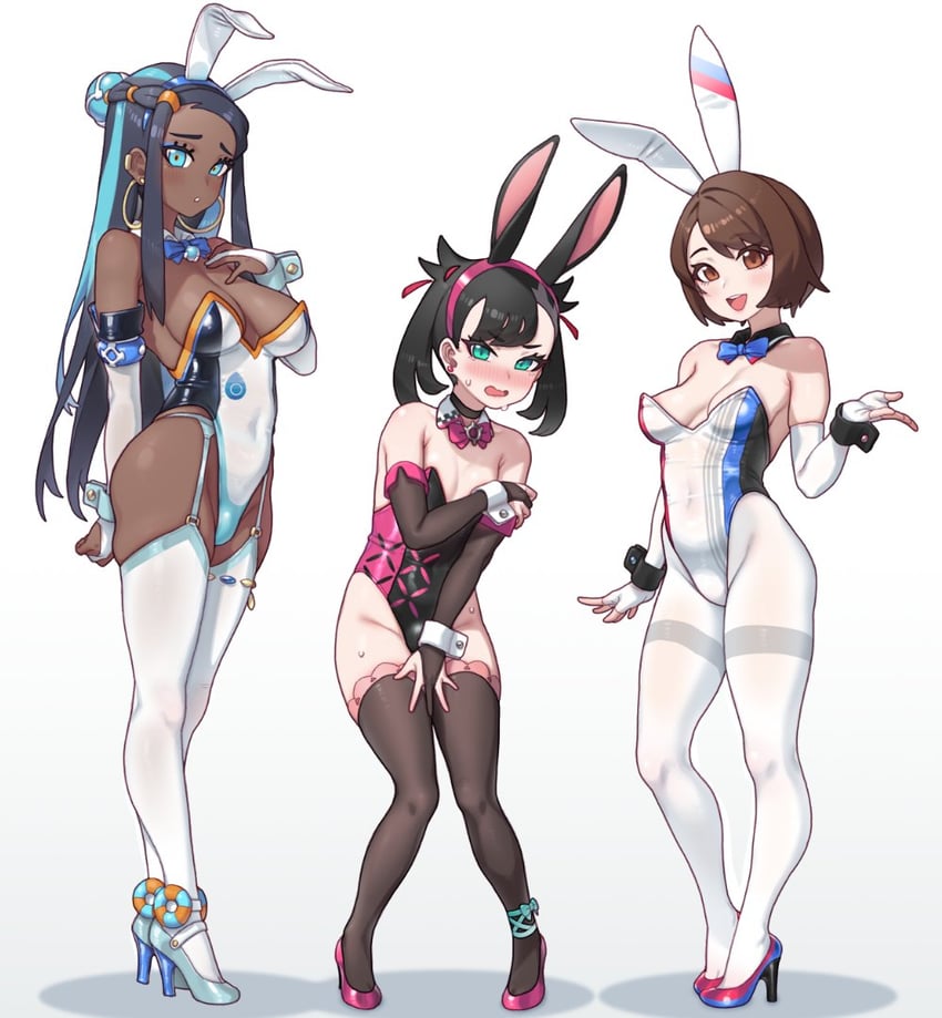 marnie, gloria, and nessa (pokemon and 1 more) drawn by xiangzi_box