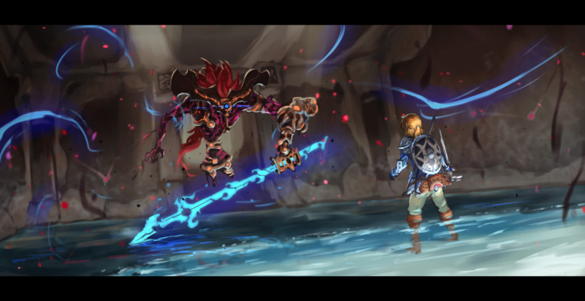 link and waterblight ganon (the legend of zelda and 1 more) drawn by na_(oagenosuke)