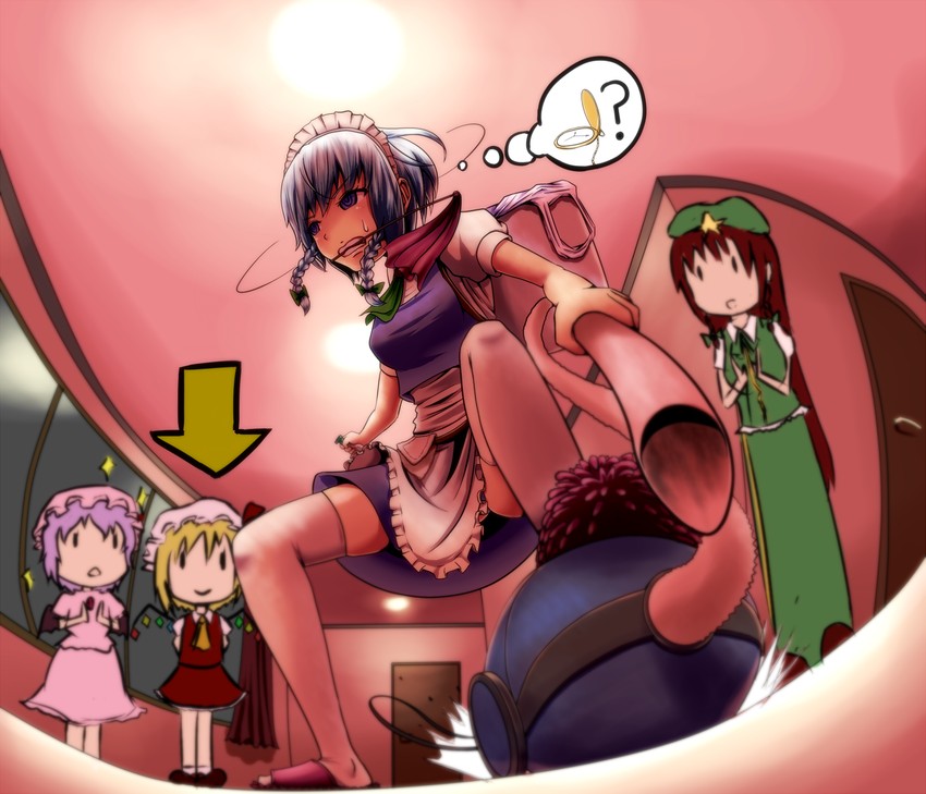 remilia scarlet, flandre scarlet, izayoi sakuya, and hong meiling (touhou) drawn by kamaboko_bijin