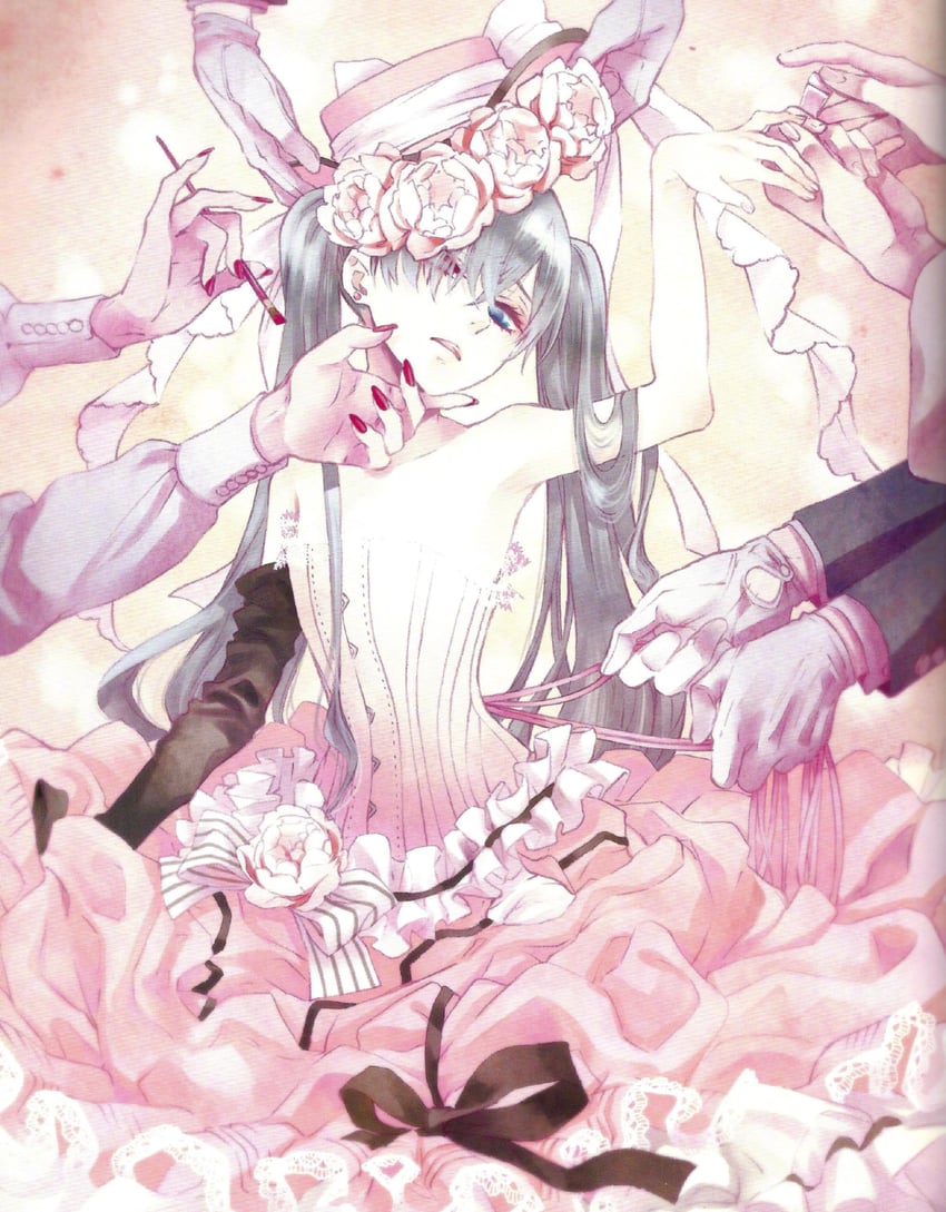 ciel phantomhive, sebastian michaelis, meirin, finnian, and bardroy (kuroshitsuji) drawn by toboso_yana