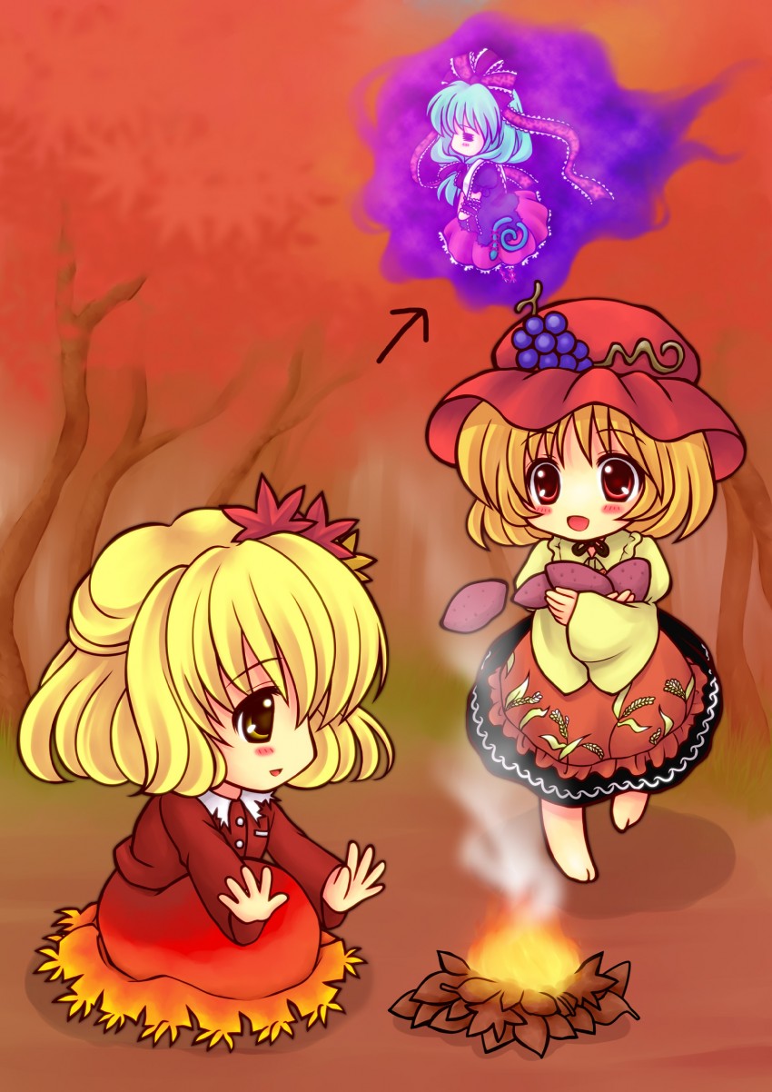 kagiyama hina, aki minoriko, and aki shizuha (touhou) drawn by 2754