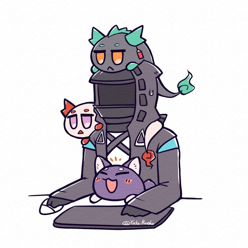 doctor, dusk, nian, and saga (arknights) drawn by yodo_rado