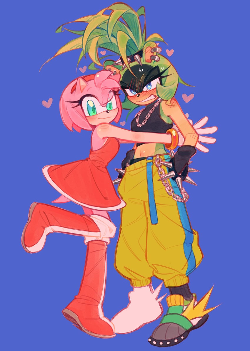 amy rose and surge the tenrec (sonic) drawn by xammyoowah