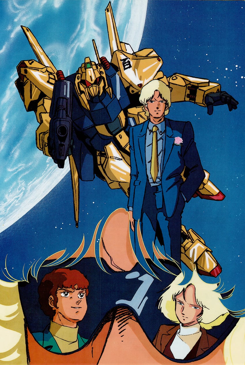 amuro ray, sayla mass, quattro bajeena, and hyaku shiki (gundam and 1 more)