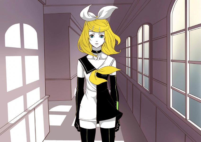 kagamine rin (vocaloid and 1 more) drawn by hirabaru_kenji