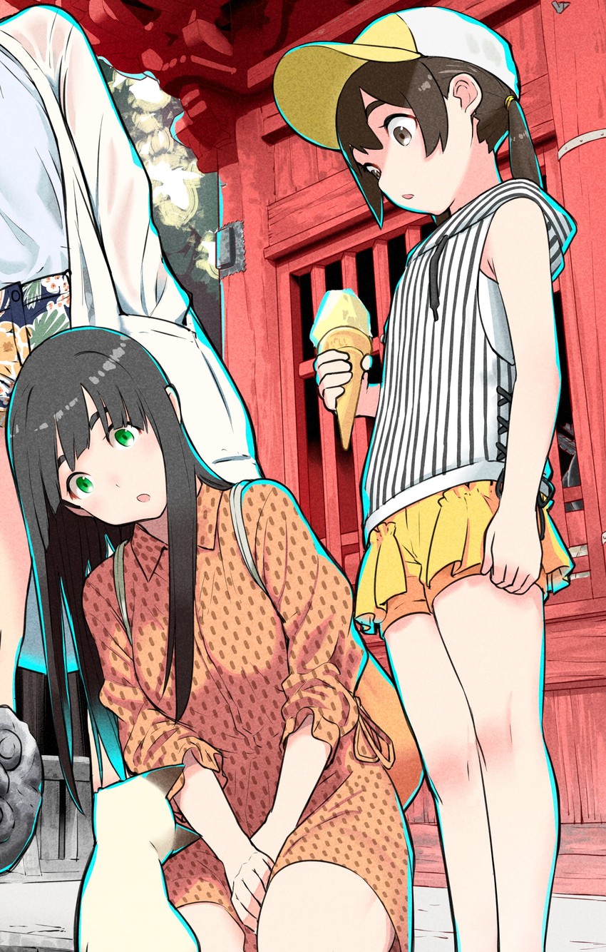 kowata makoto, kuramoto chinatsu, and kenny (flying witch) drawn by ishizuka_chihiro