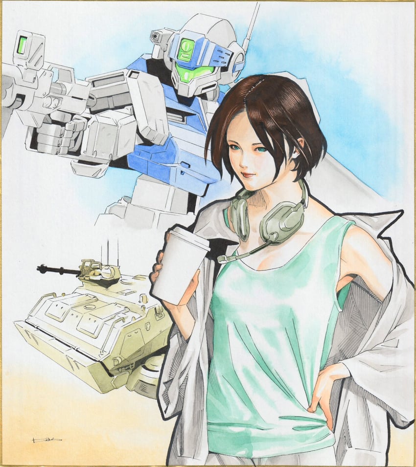 gm sniper ii, bloodhound, and anita julianne (gundam and 1 more) drawn by ikeda_kazuhiro