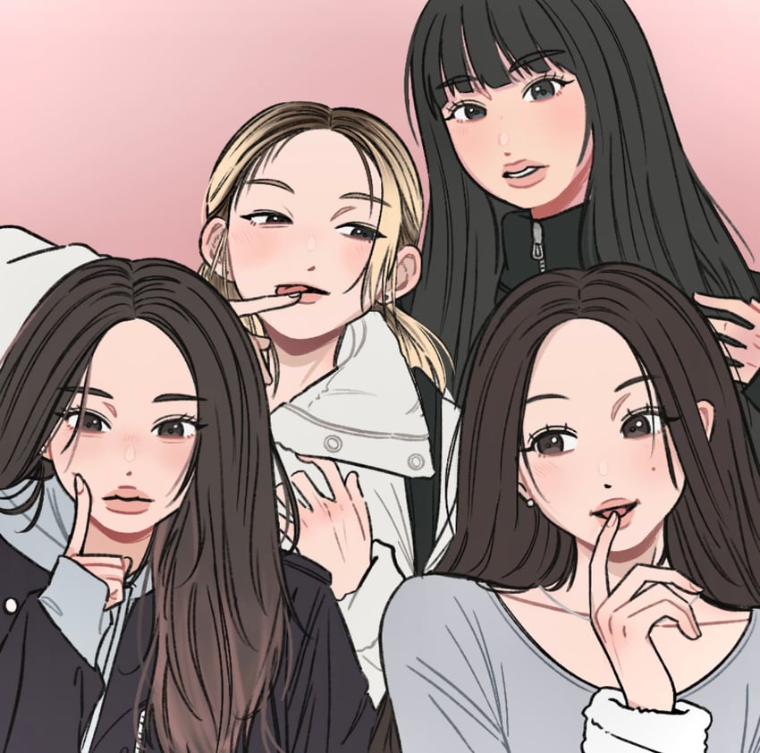 haneul, belle, natty, and julie (real life and 1 more) drawn by tangchi_suputhipong