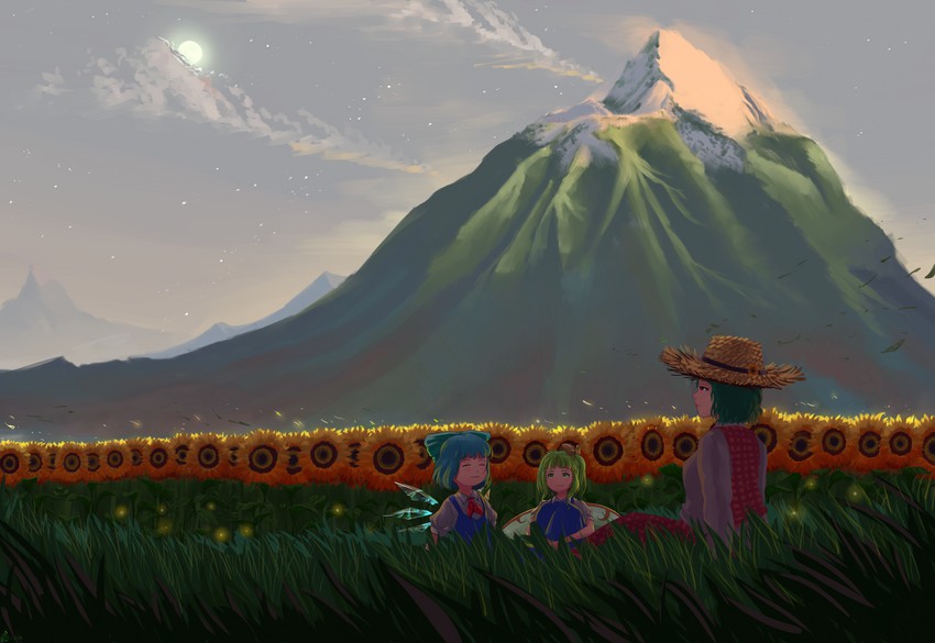cirno, kazami yuuka, and daiyousei (touhou) drawn by riki6