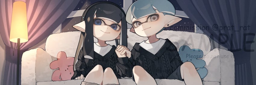 inkling player character, inkling girl, and inkling boy (splatoon) drawn by prat_rat
