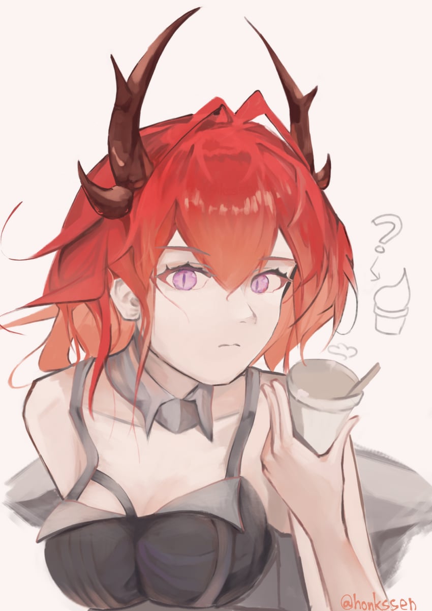 surtr and laevatein (arknights and 1 more) drawn by honkssen