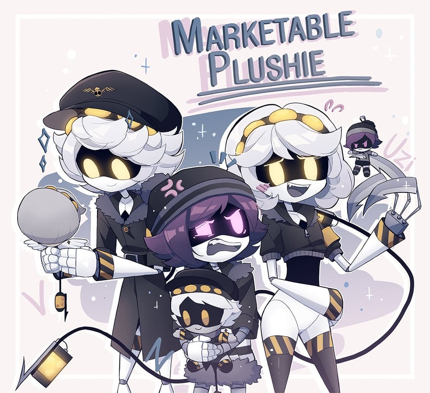 uzi, n, and v (murder drones) drawn by cheer_(cheerpuppy14)