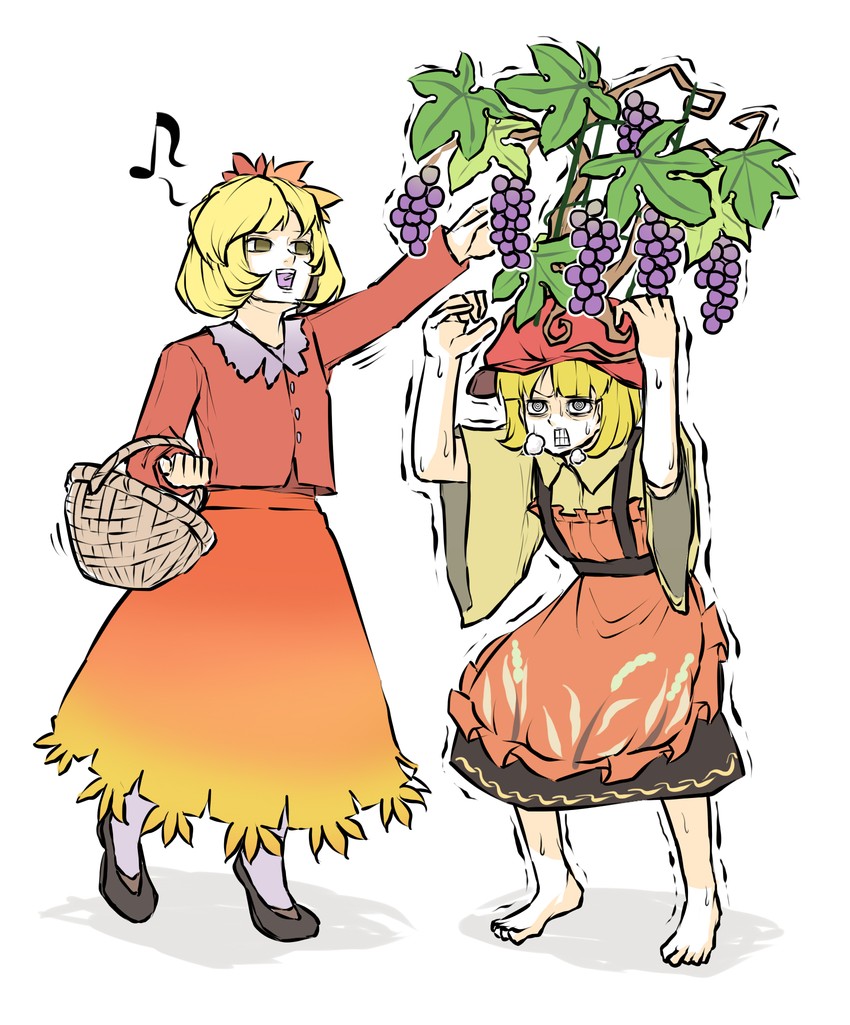aki minoriko and aki shizuha (touhou) drawn by peroponesosu.