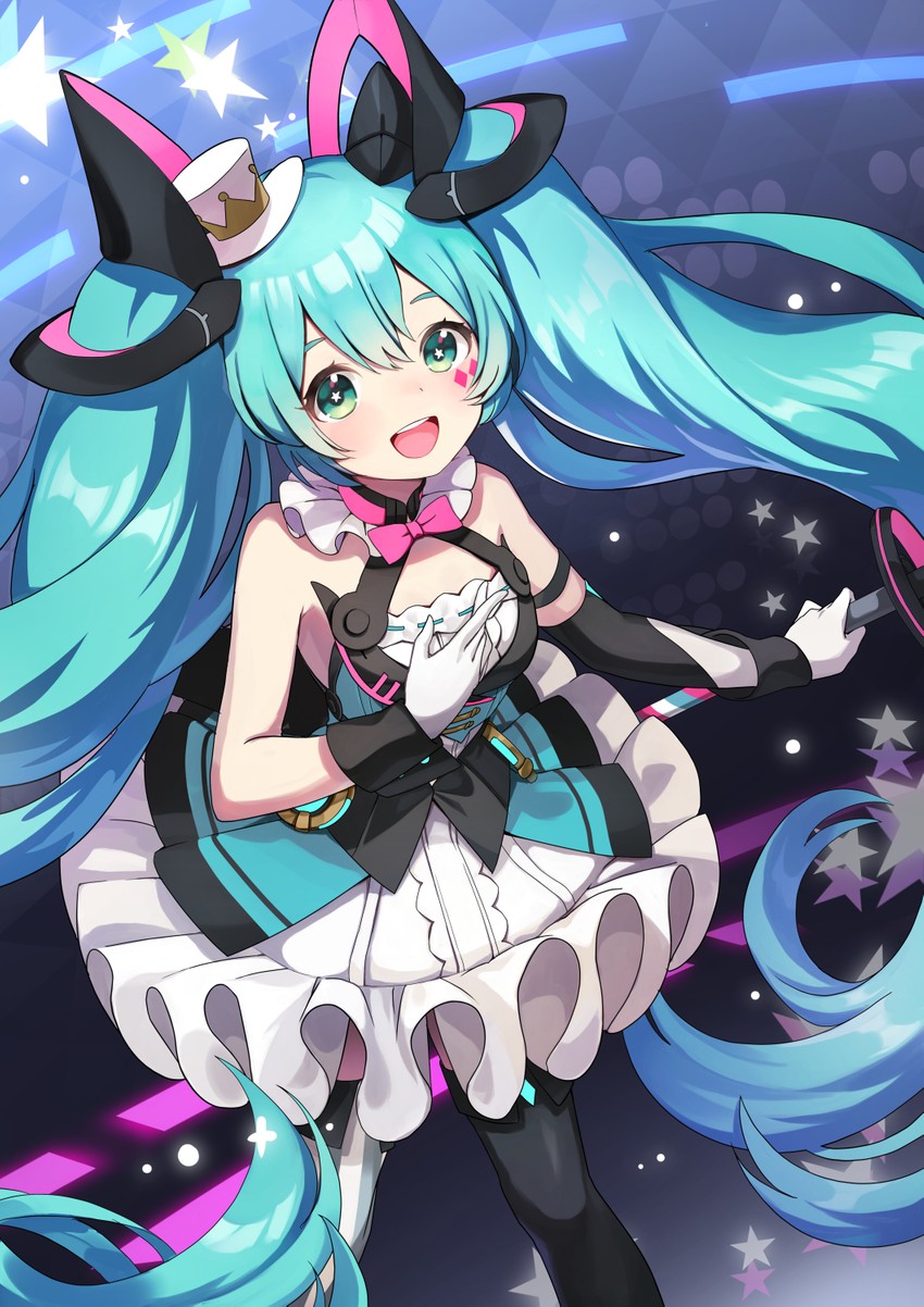hatsune miku and magical mirai miku (vocaloid and 1 more) drawn by asahi_yuuji