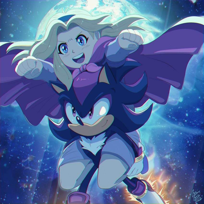 shadow the hedgehog and maria robotnik (sonic) drawn by artbenbeau