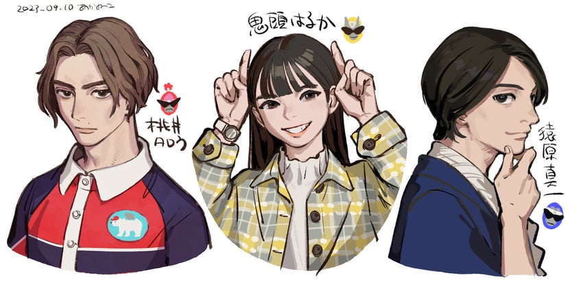 kito haruka, momoi taro, and saruhara shin'ichi (super sentai and 1 more) drawn by akaneko_(redakanekocat)