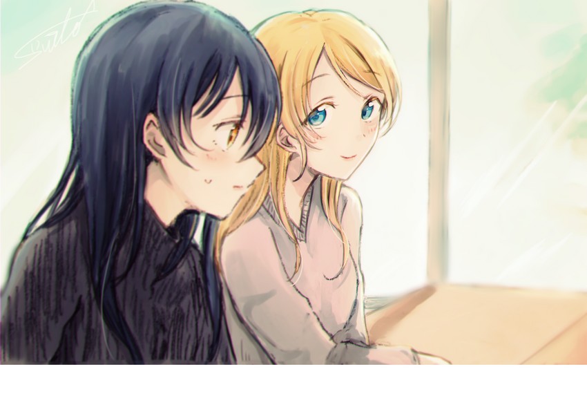 sonoda umi and ayase eli (love live! and 1 more) drawn by suito