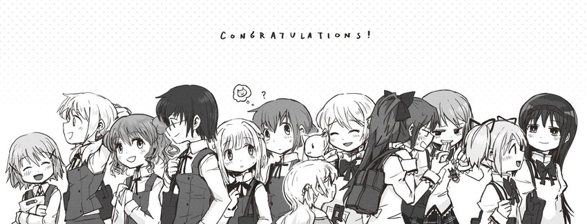akemi homura, kaname madoka, miki sayaka, sakura kyoko, tomoe mami, and 8 more (mahou shoujo madoka magica and 2 more) drawn by silverxp