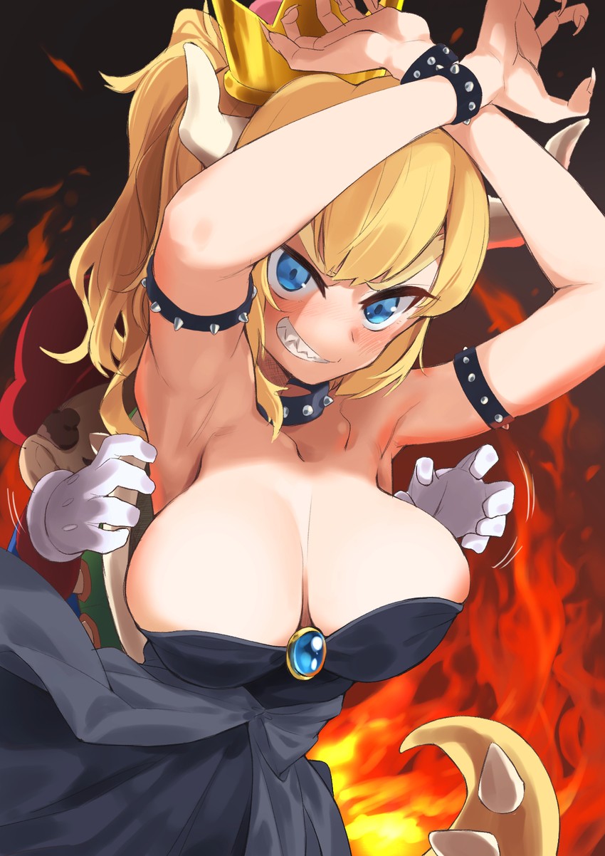 mario and bowsette (mario and 1 more) drawn by ronna