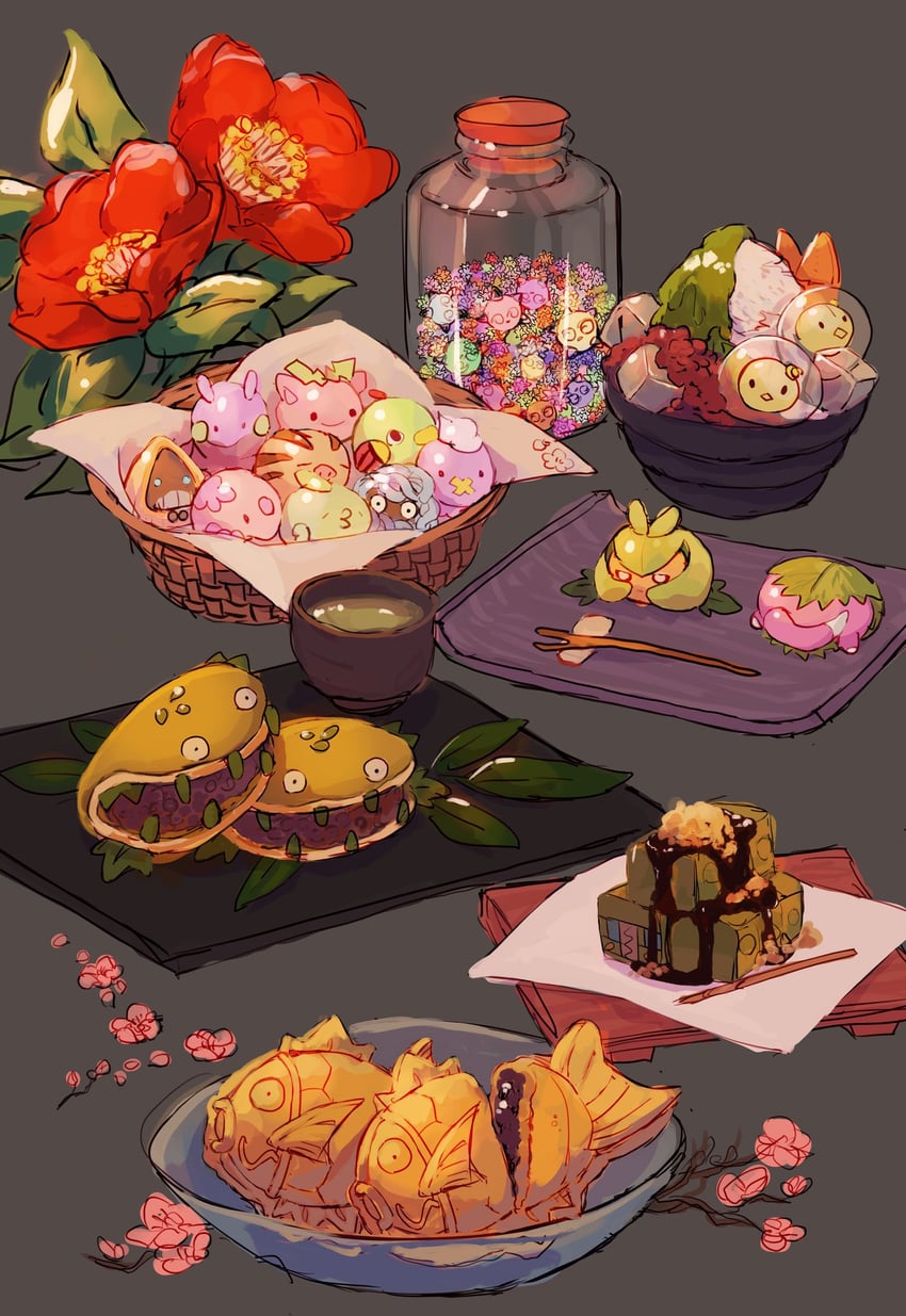 drifloon, goomy, magikarp, hoppip, slowpoke, and 11 more (pokemon) drawn by furirikkuru