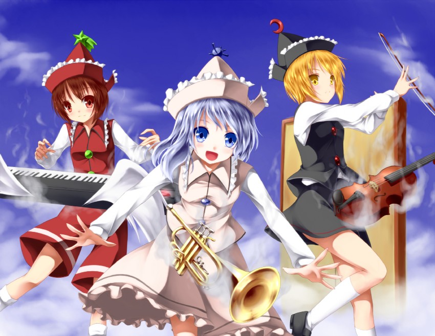 lunasa prismriver, merlin prismriver, and lyrica prismriver (touhou) drawn by sakura_yuuya