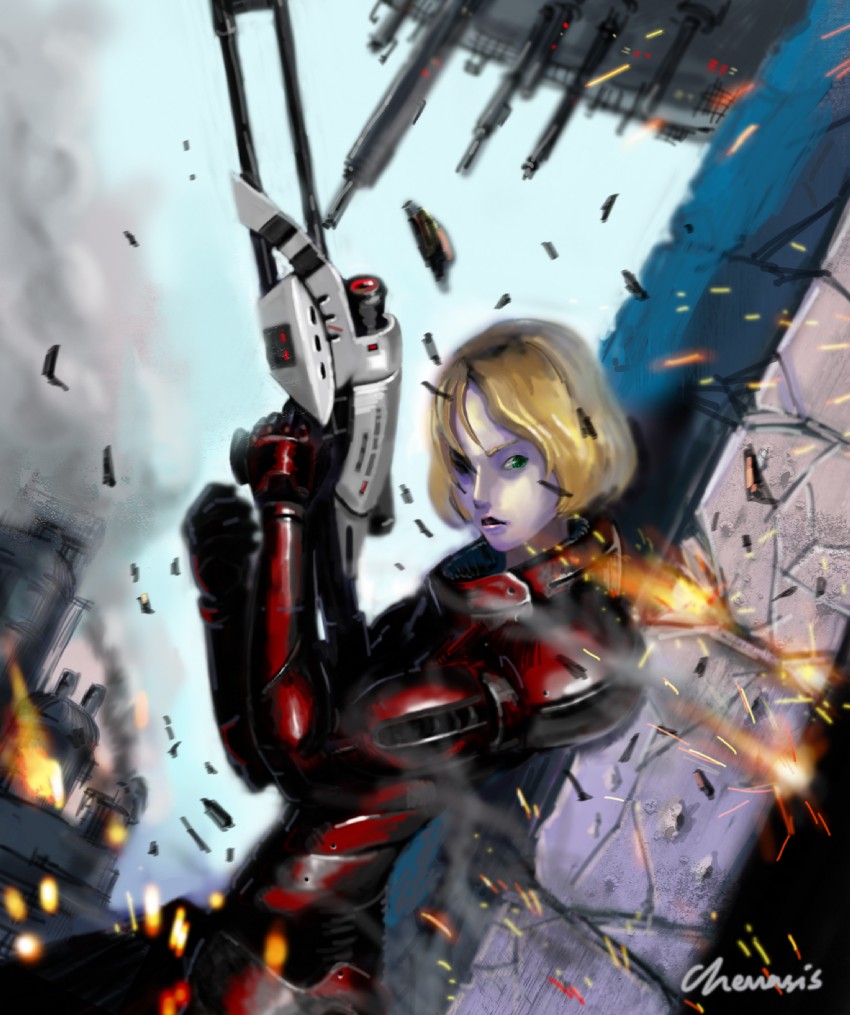 commander shepard (mass effect and 1 more) drawn by chevasis