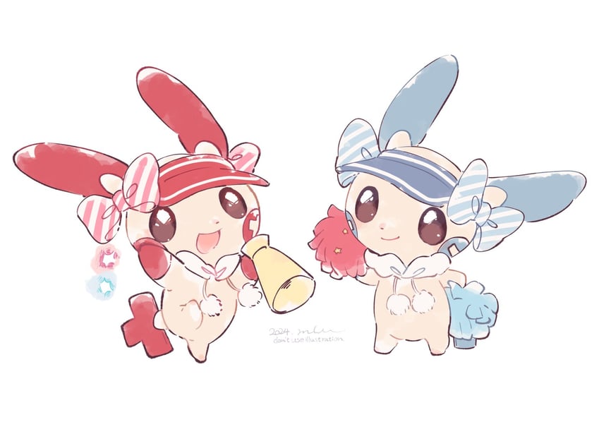 minun and plusle (pokemon and 1 more) drawn by mkt_(buizu-miki)
