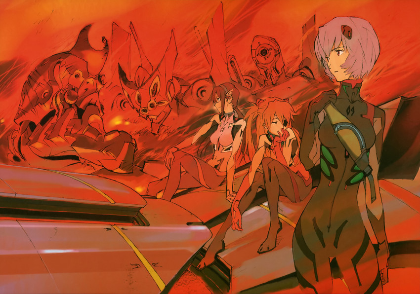 souryuu asuka langley, ayanami rei, makinami mari illustrious, eva 02, eva 00, and 2 more (neon genesis evangelion and 2 more)