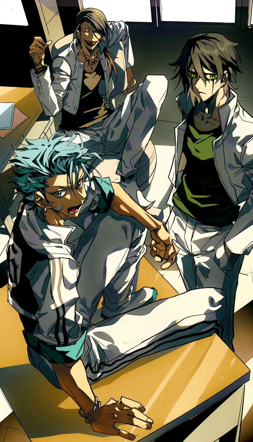 grimmjow jaegerjaquez, ulquiorra cifer, and nnoitra gilga (bleach) drawn by xi_luo_an_ya