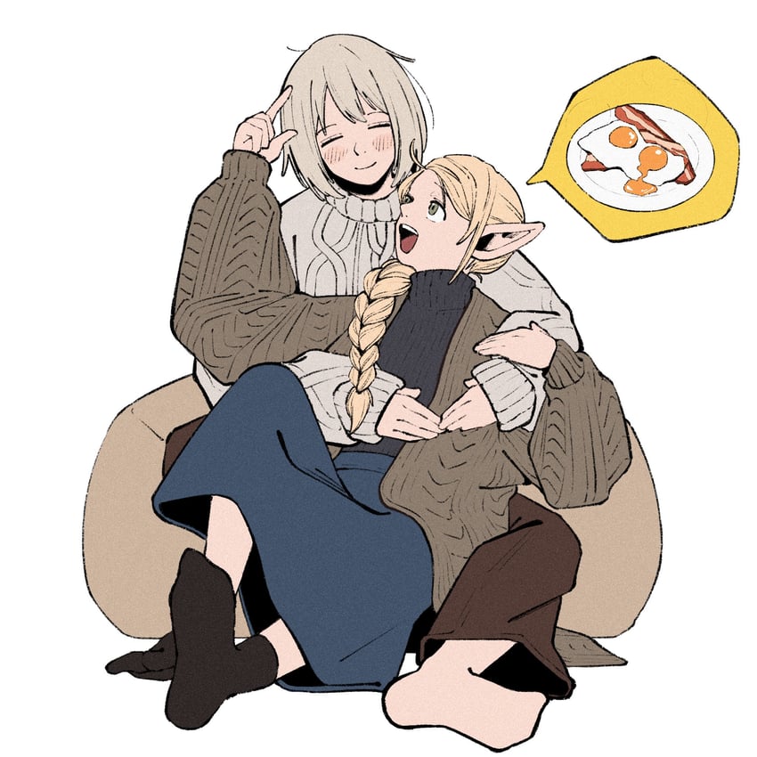 marcille donato and falin touden (dungeon meshi) drawn by kakakakayuyu