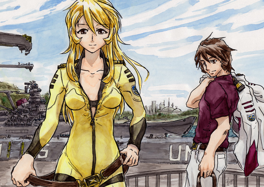 mori yuki and kodai susumu (uchuu senkan yamato and 1 more) drawn by supe_(yuusyasupepen)