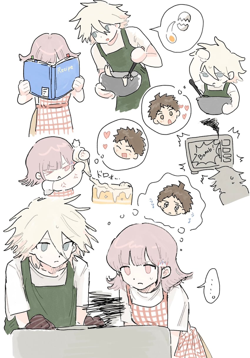 nanami chiaki, komaeda nagito, and hinata hajime (danganronpa and 2 more) drawn by seailand