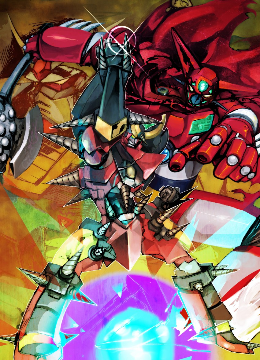 rx-78-2 gundam, gurren-lagann, and getter-1 (gundam and 3 more) drawn by nakajima_goren