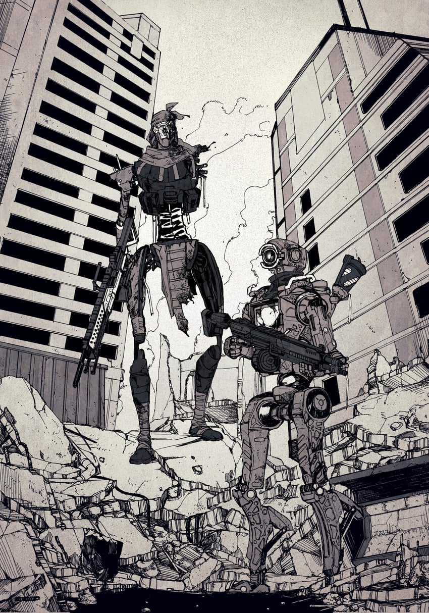 revenant, pathfinder, and classic revenant (apex legends) drawn by shiba_shiba