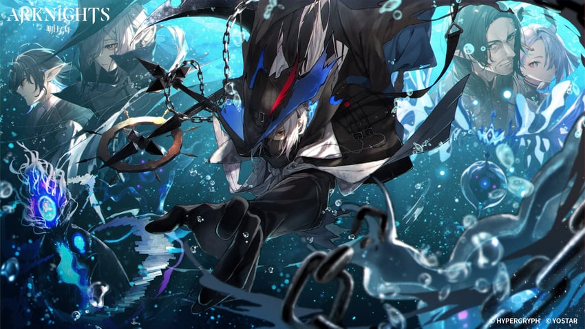gladiia, lumen, ulpianus, seaborn, clementia, and 2 more (arknights) drawn by kuwashima_rein