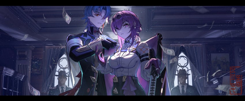 kafka and blade (honkai and 1 more) drawn by tyhaya