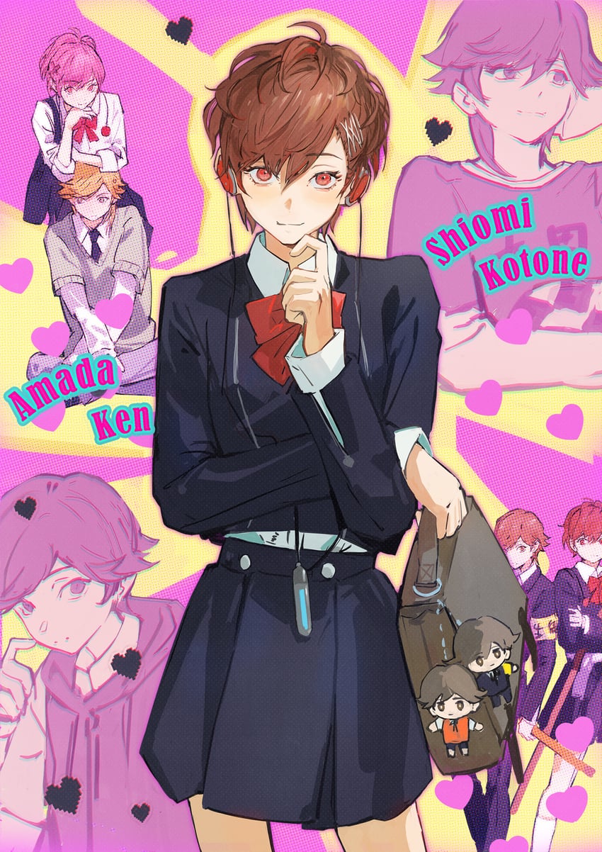 shiomi kotone and amada ken (persona and 4 more) drawn by ooc_(sylyaoh)