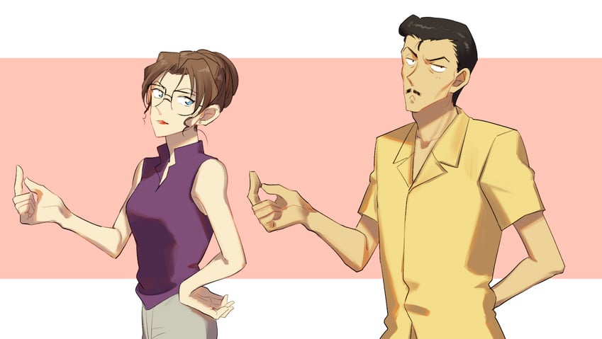 mouri kogoro and kisaki eri (meitantei conan) drawn by czech_gana