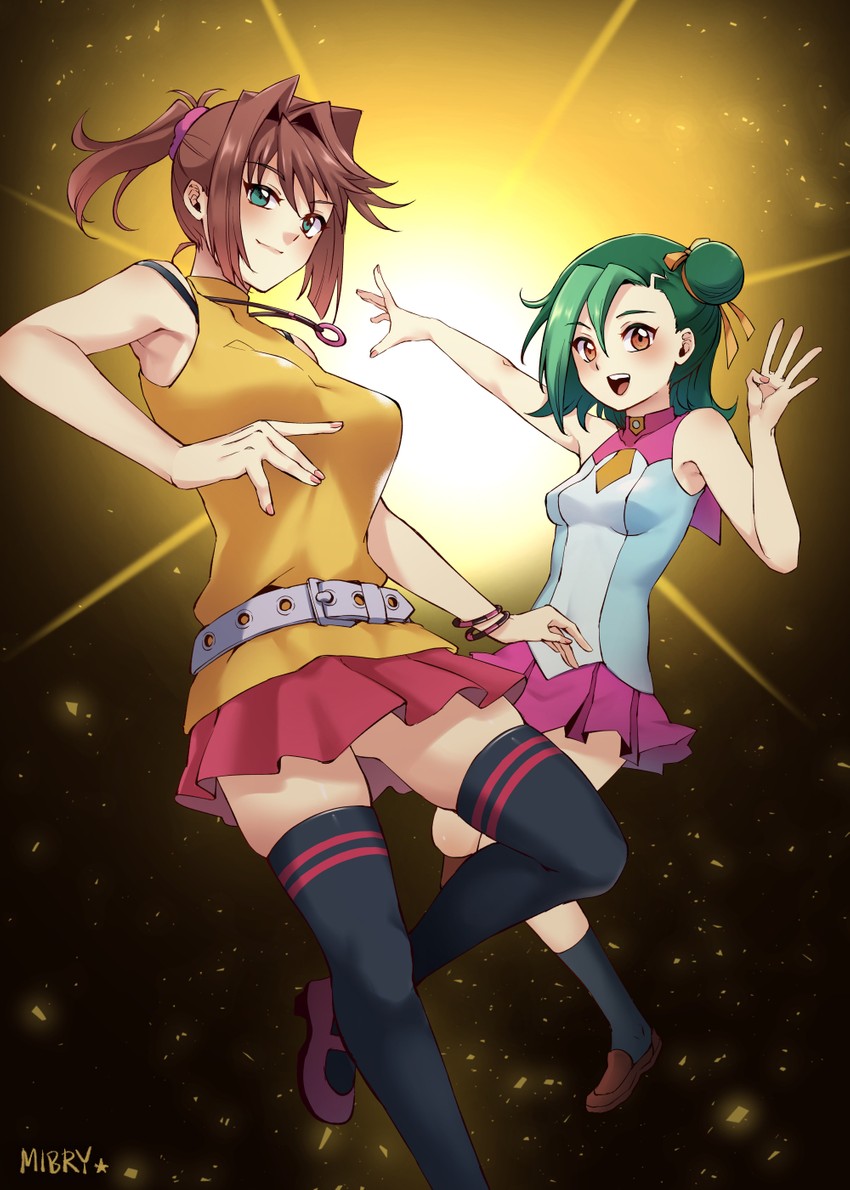 mazaki anzu and mizuki kotori (yu-gi-oh! and 2 more) drawn by mibry_(phrysm)