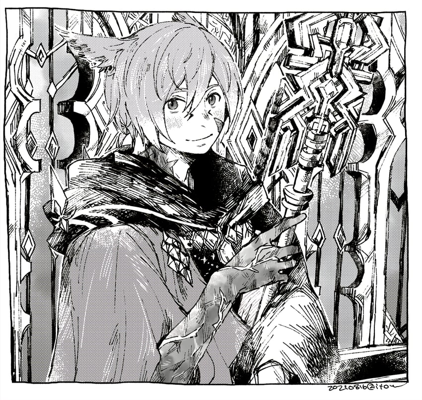 g'raha tia and crystal exarch (final fantasy and 1 more) drawn by itowo_(itowc)